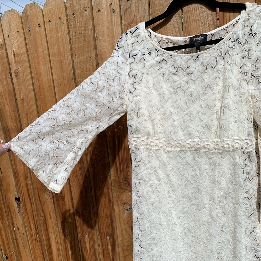 Mod- inspired white lace dress